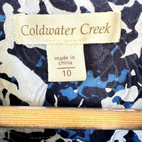 Coldwater Creek Sz 10 100% Cotton Blue and White Textured Jacket Casual Polished - Picture 6 of 7